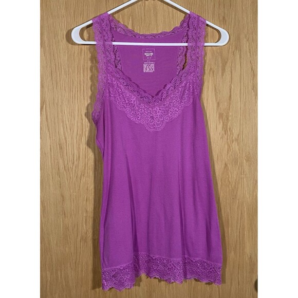 Vtg Y2K Mossimo Lace Trim Cami Tank Top Purple Coquette FairyGrunge Twilightcore - Picture 1 of 6